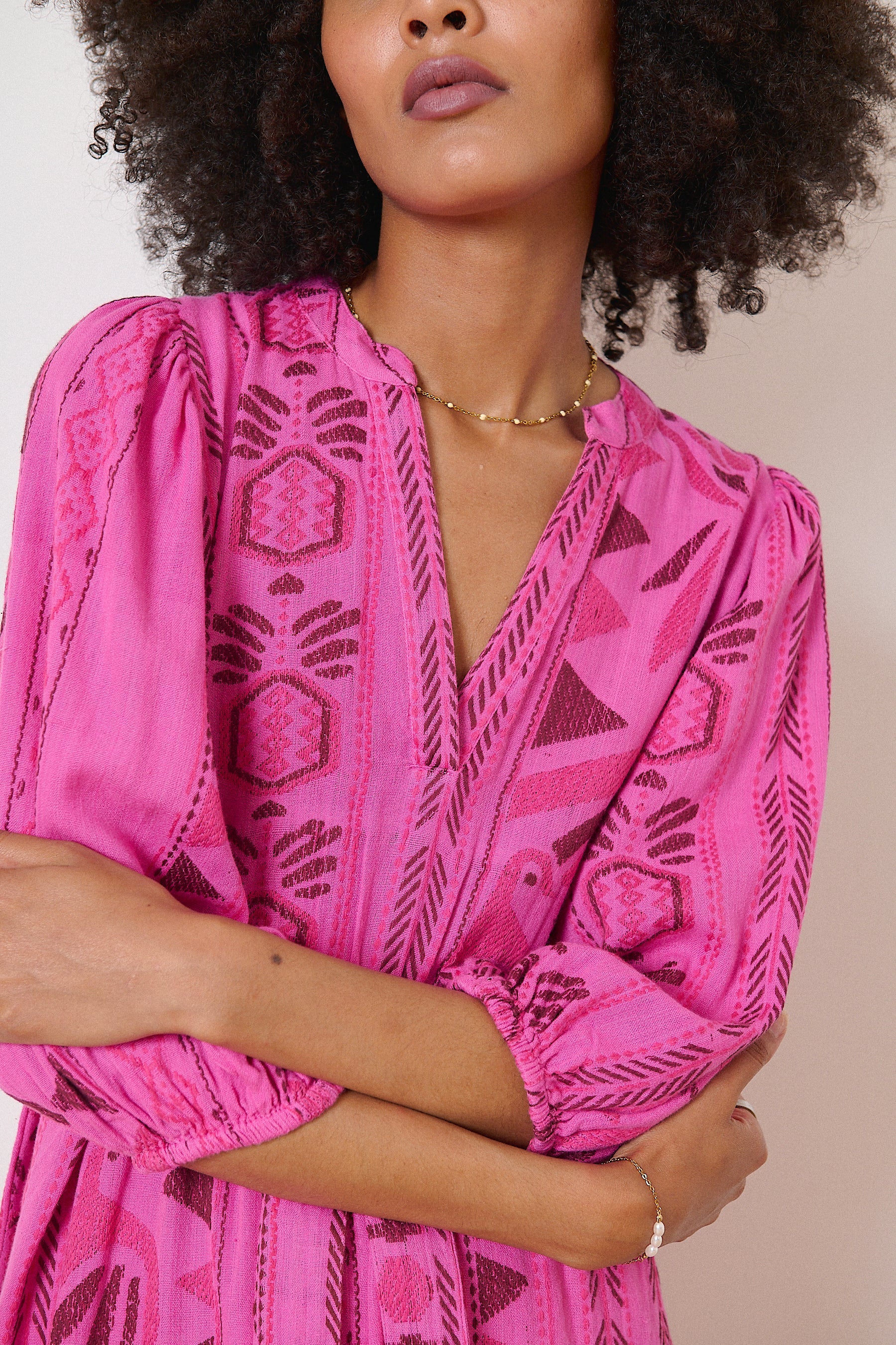 Robe marque parisienne à motifs tenue colorée et tendance tissu jacquard collection Femme printemps été Garance 