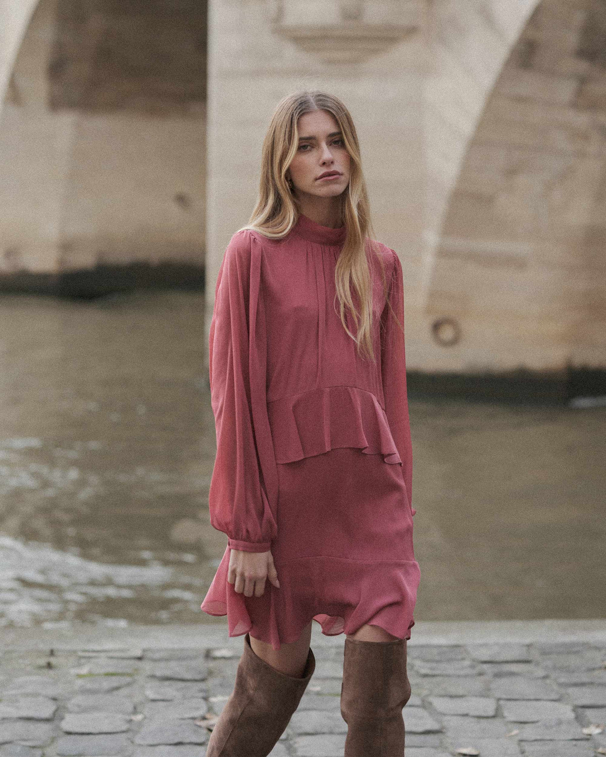 Vestido corto Sahelle - Blush