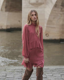 Vestido Corto Fluido Con Volante Rubor Sahelle