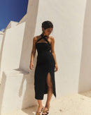 Robe longue noir moulante dos nu