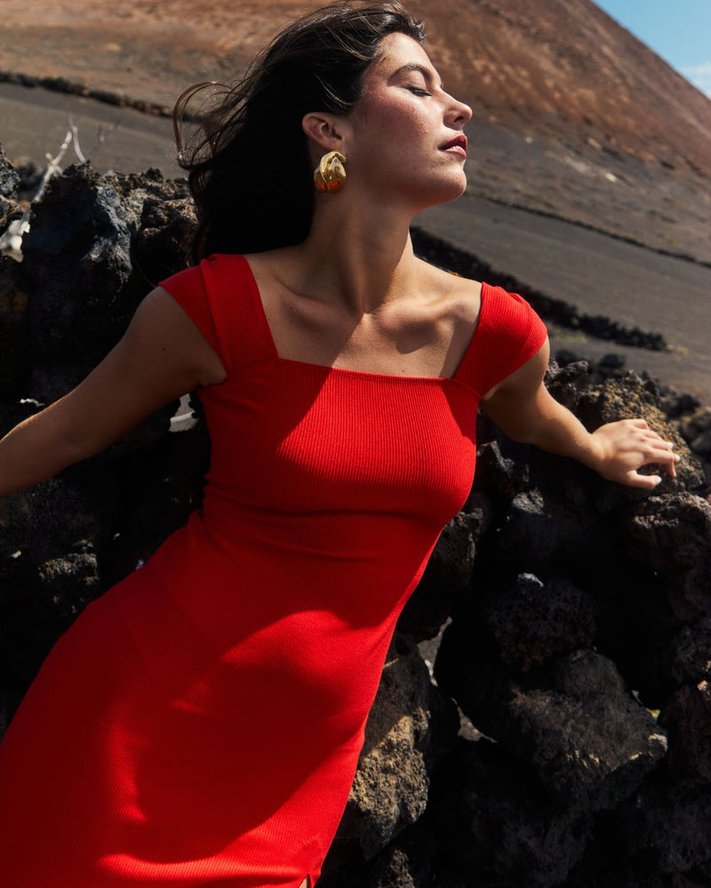 Robe rouge dos nu Alienor