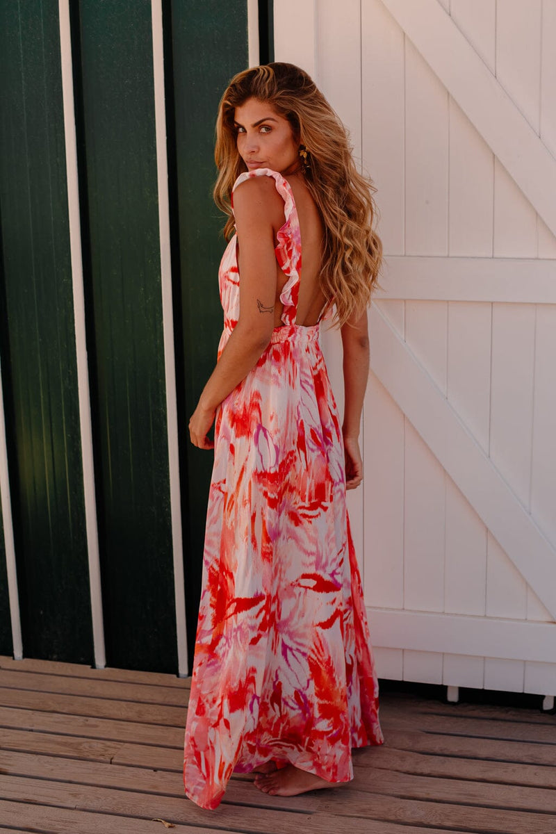 Robe Cabrelle tie & dye fleuri Robe longue By Louise 