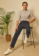 Reiko - Chino Cropped Romain Pants - Dark Navy - Man