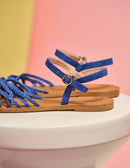 Romy Flat Sandals - Royal Blue Suede