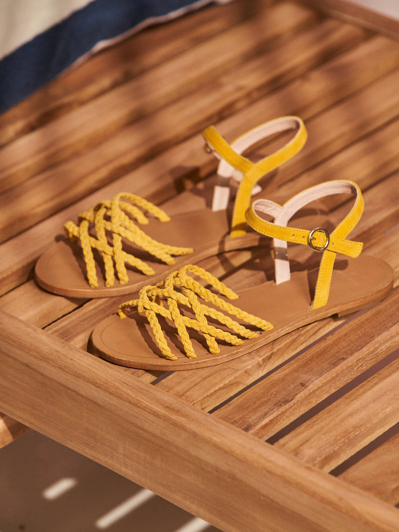 Romy Flat Sandals - Yellow Suede