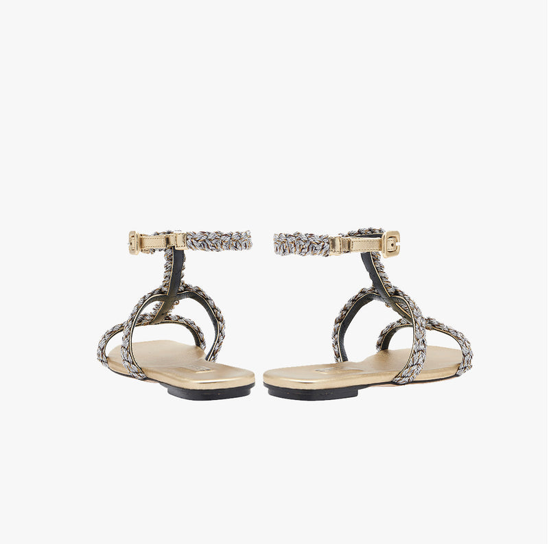 Ronda Gold Flat Gladiator Sandal