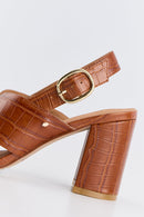 Claudia-Leather Croco Cognac style