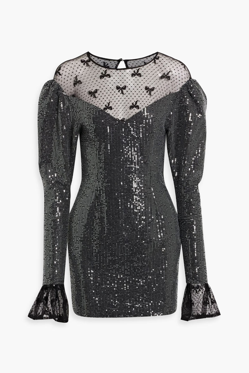 Rotate - Robe Courte Sequins Noir - Femme