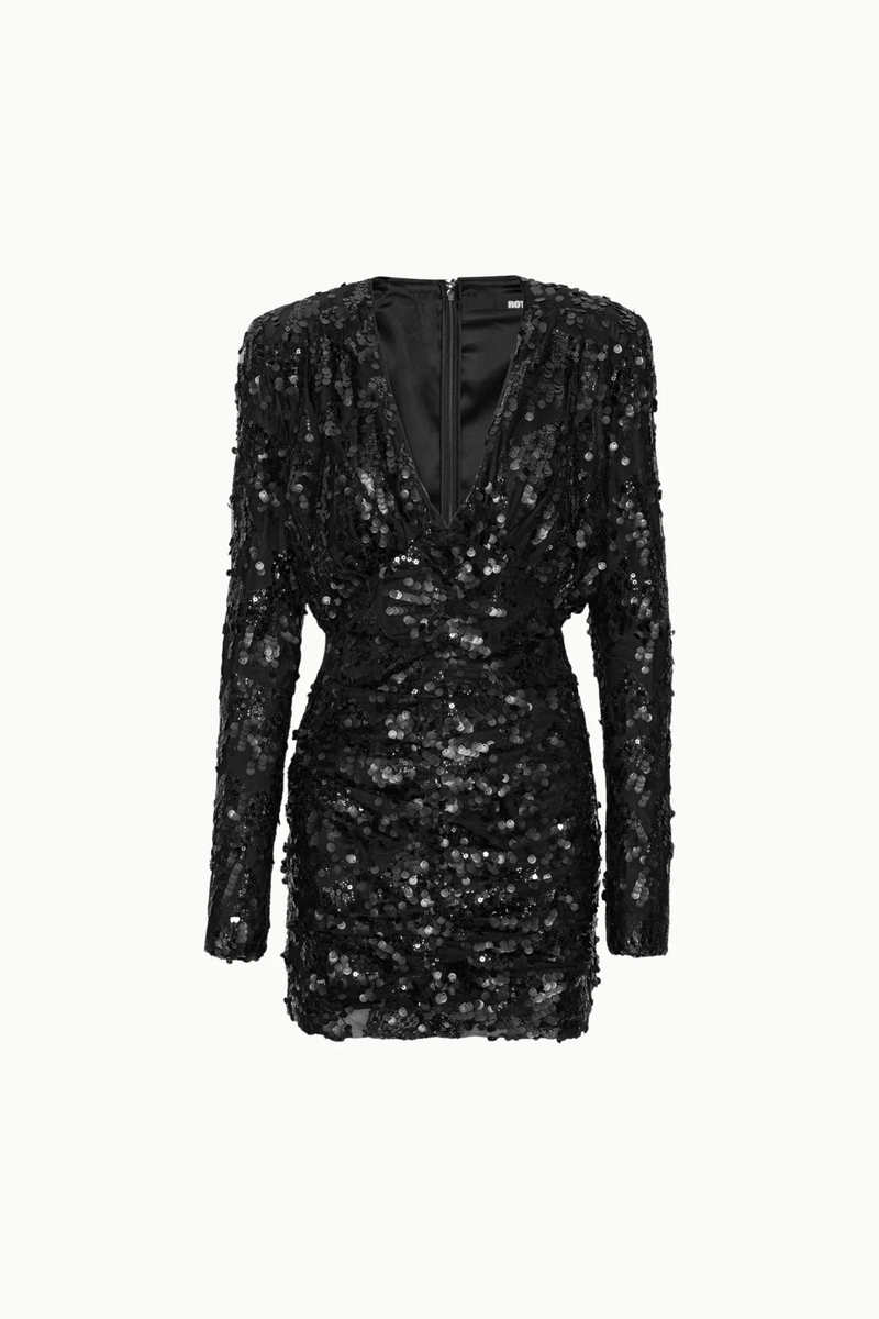Rotate - Robe Courte Sequins Noir - Femme