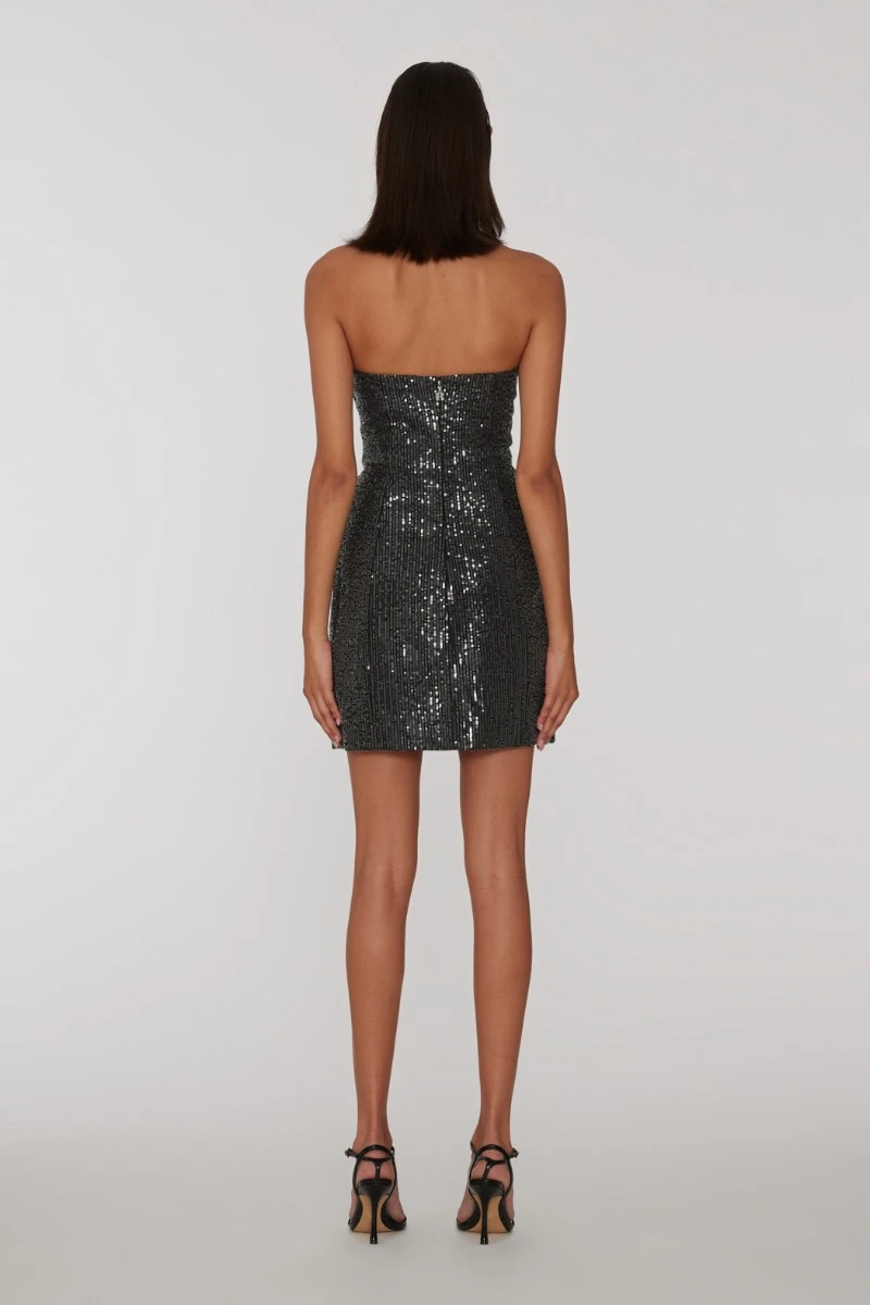 Rotate - Robe Courte Sequins Noir - Femme