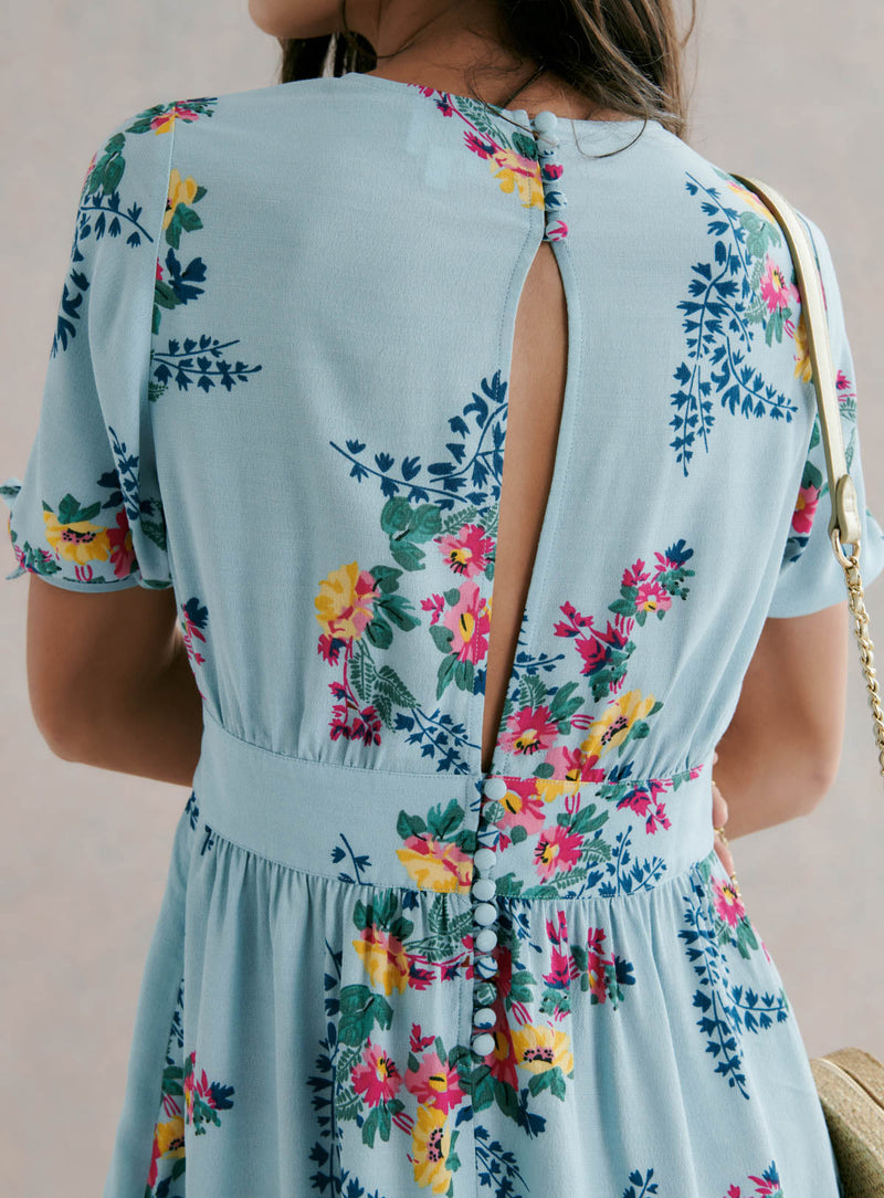 ROBE COURTE FLEURIE COL V RUDY PETITE MENDIGOTE