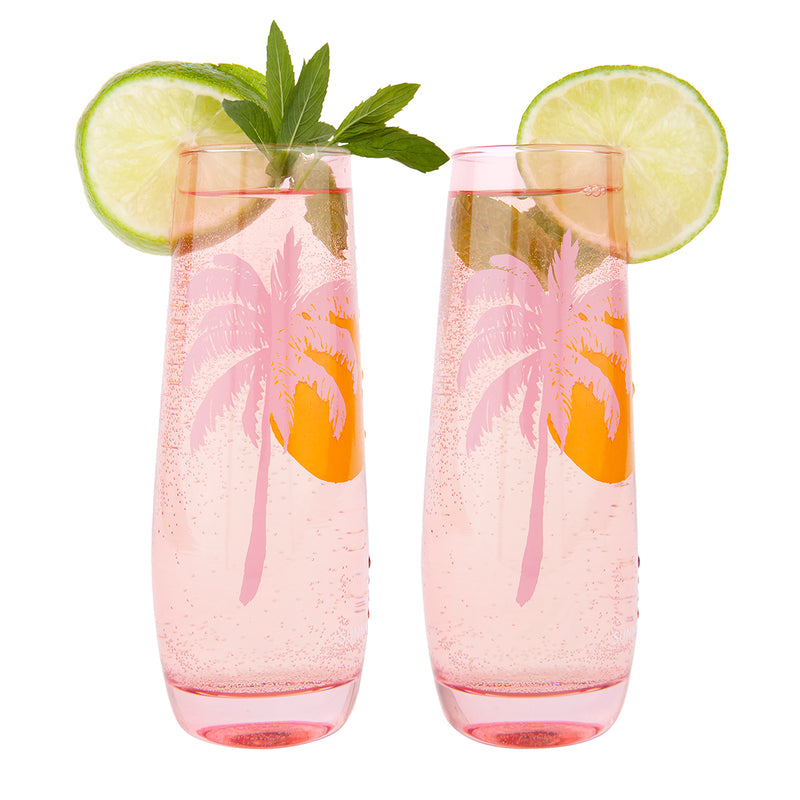 Flûtes À Champagne Sans Pied Cheers Desert Palms - Rose Poudré, Lot De 2