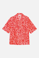 camisa con estampado de bambú Cuba color rojo lápiz labial