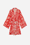 vestido rojo con estampado de kim edith