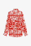 camisa con estampado de lápiz labial rojo y estampado Edith