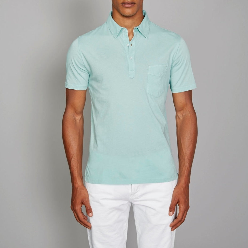 Button Down Polo Shirt - Light Green - Men