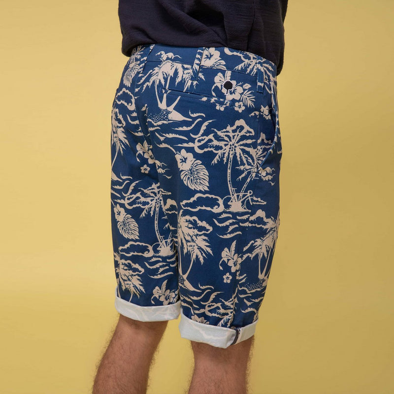 Faguo - Short Saulieu Cotton - Bleu/Ecru - Homme