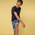 Faguo - Shorts de algodón Saulieu - Azul/Crudo - Hombres