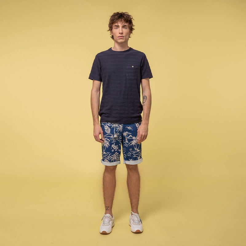 Faguo - Short Saulieu Cotton - Bleu/Ecru - Homme