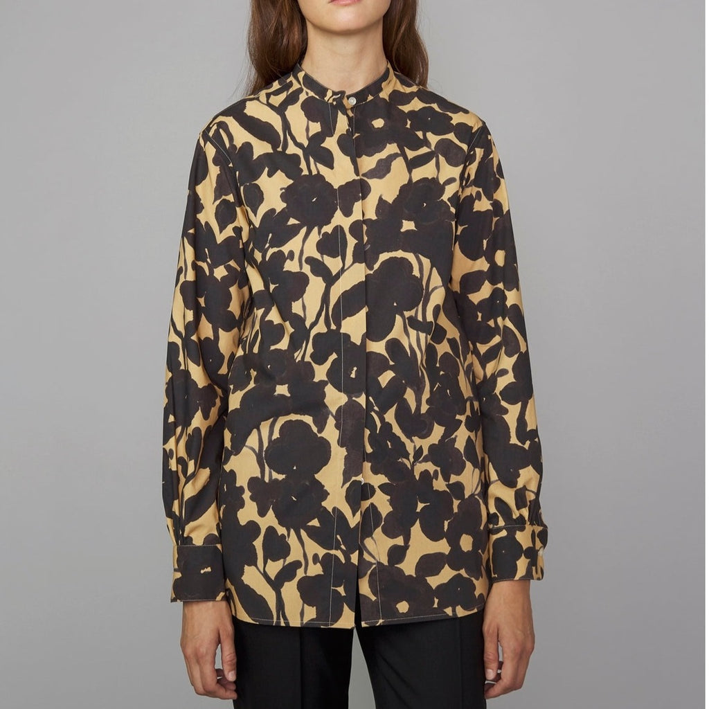 Chemise W Gaston Shi Flowers Ink Print - Black/Beige