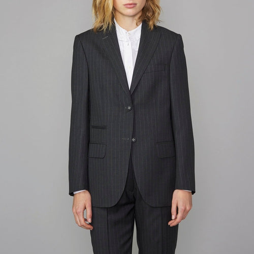 Tlg Veste Charlene Jkt Itl Wo Pinstripe - Grey/Ecru