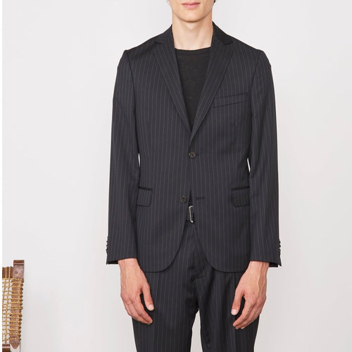 Tlg Veste 375 Jkt Fpkt Itl Pnstrpe Wool - Black/White