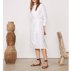 Robe Nelly Long Drs Bib Pop Cotton - White