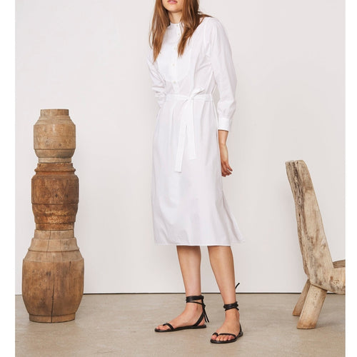 Robe Nelly Long Drs Bib Pop Cotton - White