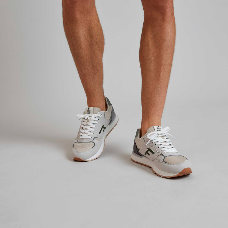 Beige And Grey Vegan Running Sneakers In Recycled Polyester And Recycled Pu Forest 1 - Mixed