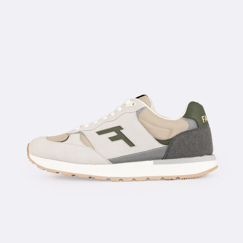 Beige And Grey Vegan Running Sneakers In Recycled Polyester And Recycled Pu Forest 1 - Mixed