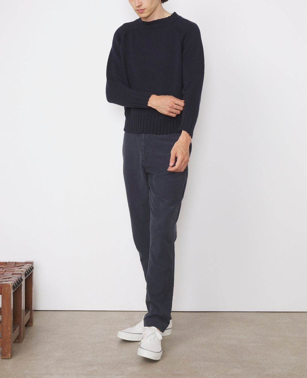Pulls Ray 5 Gage Cotton Crewneck - Navy