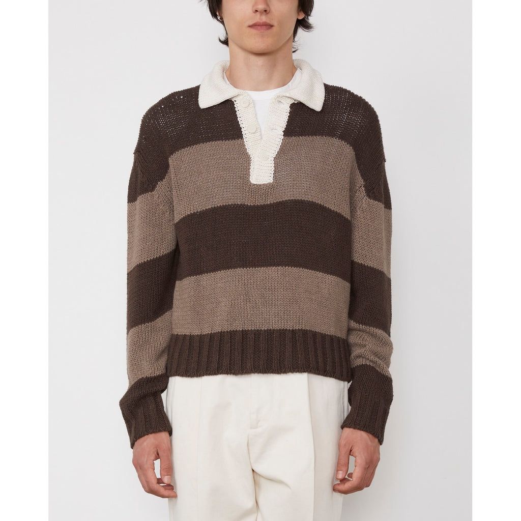 Pulls Maxime Rugby Polo Itl Linen Vi - Ecru/Cocoa/Taupe