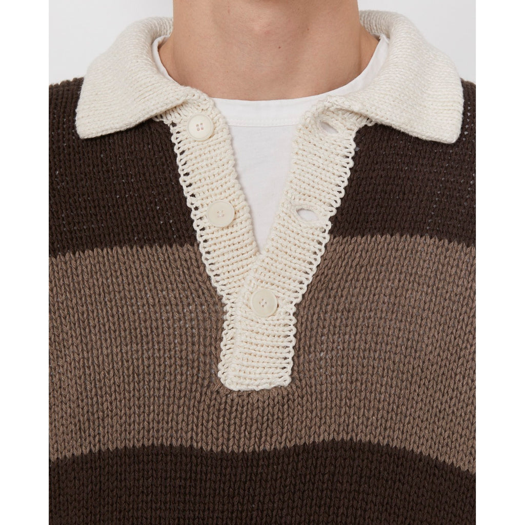 Pulls Maxime Rugby Polo Itl Linen Vi - Ecru/Cocoa/Taupe