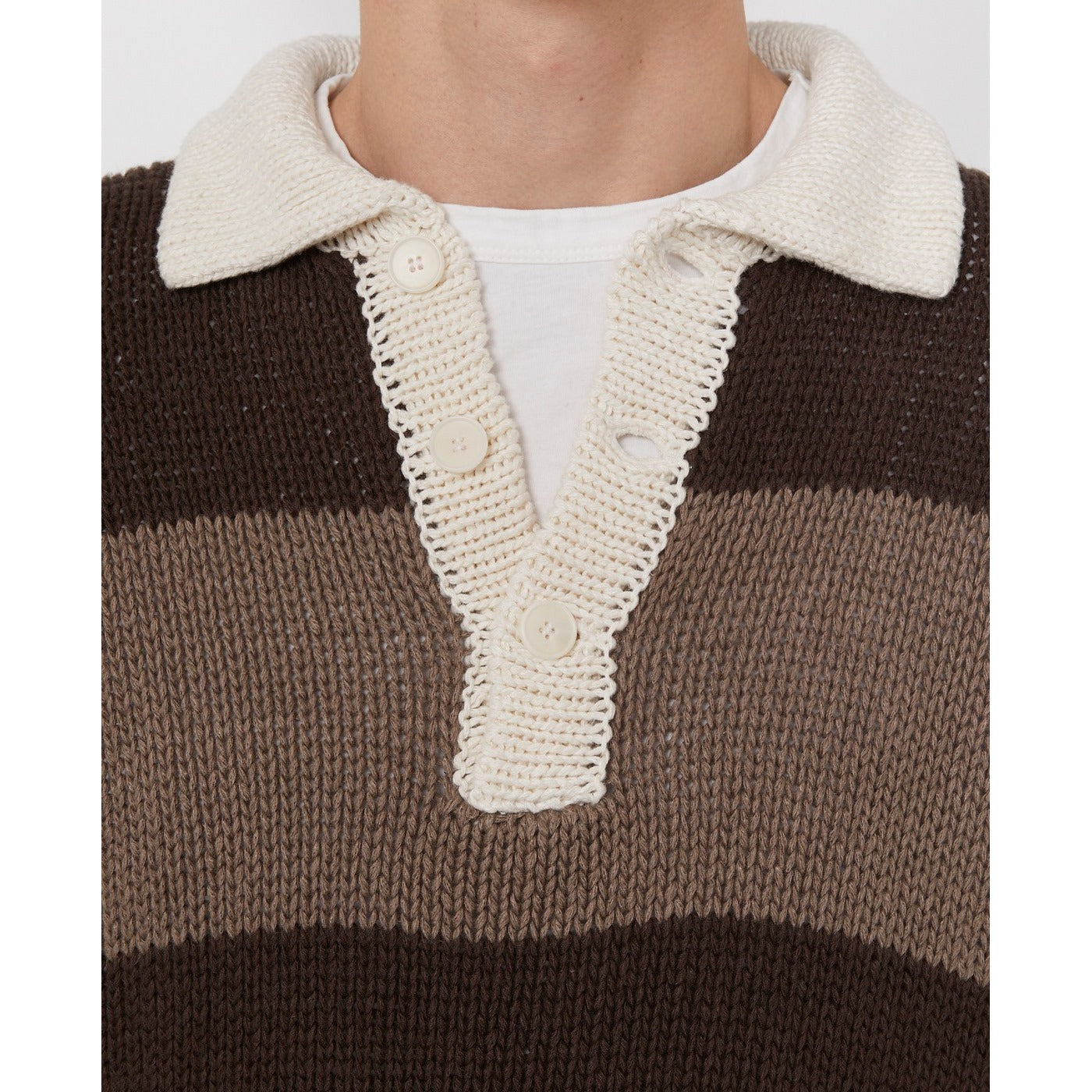 Pulls Maxime Rugby Polo Itl Linen Vi - Ecru/Cocoa/Taupe