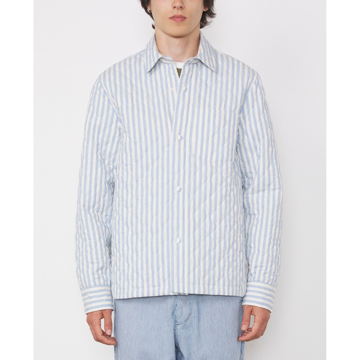 Sur Chemise Harring Quilt Striped Techn Co - Ecru/Blue