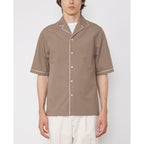 Chemise Eren Manches Courtes Passepoilée - Taupe/Écru - Homme