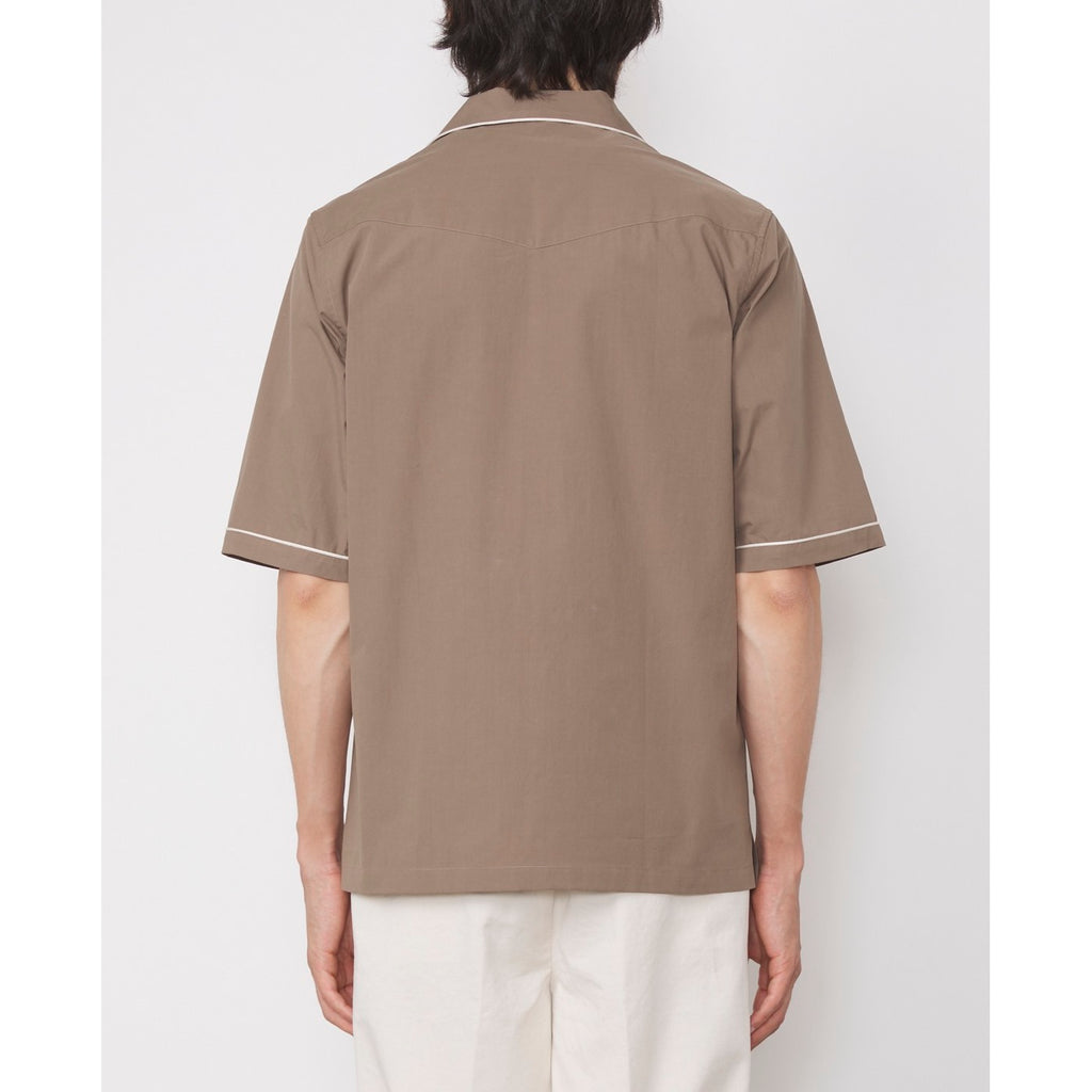 Chemise Eren Manches Courtes Passepoilée - Taupe/Écru - Homme
