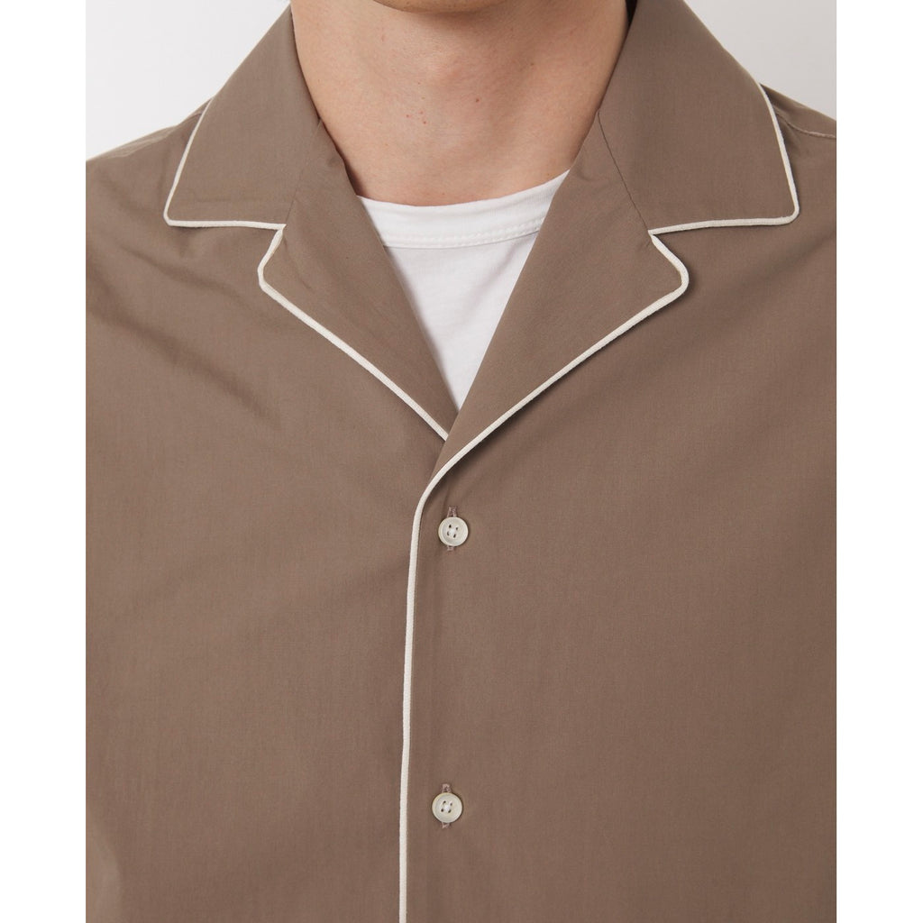 Chemise Eren Manches Courtes Passepoilée - Taupe/Écru - Homme