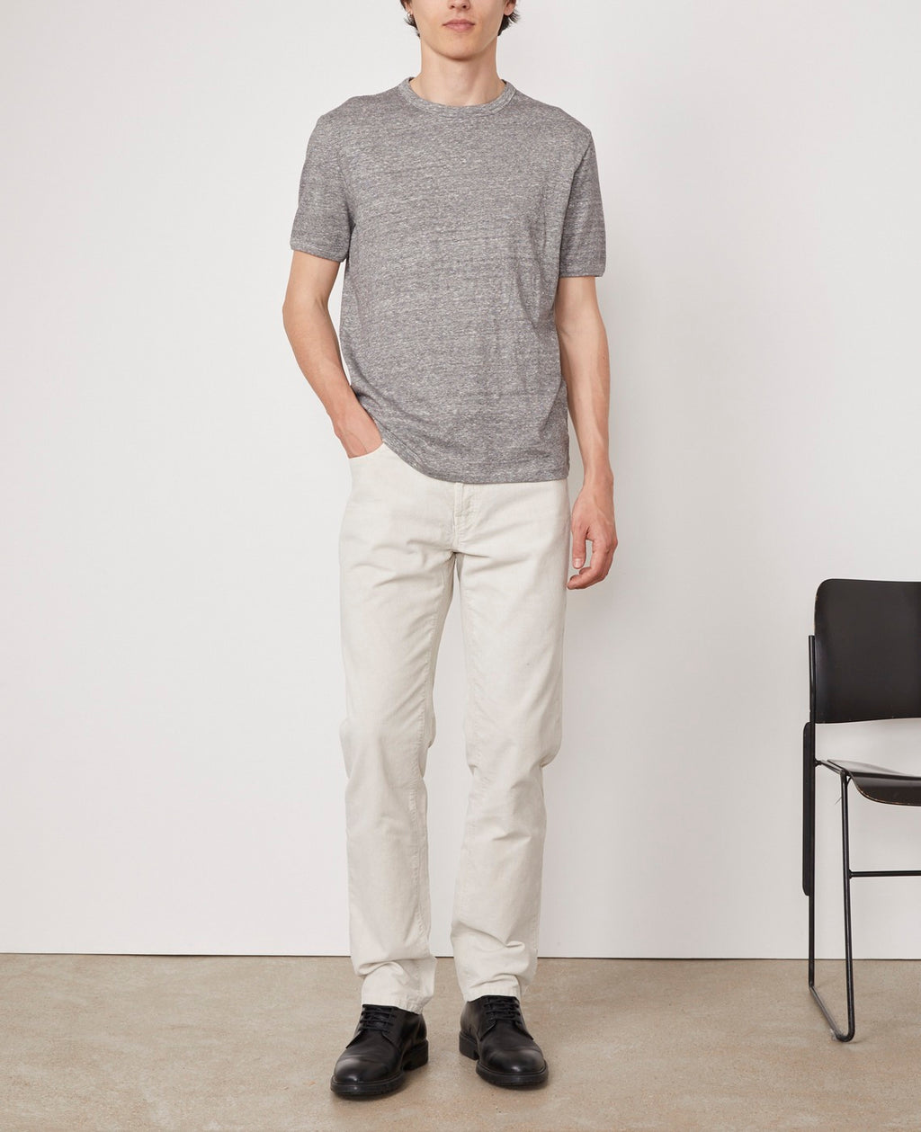 T-Shirt SS - Ecru/Heather Grey - Homme