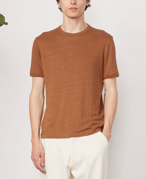 Tee Shirt Ss Tee Piece Dyed Fr Linen - Chestnut