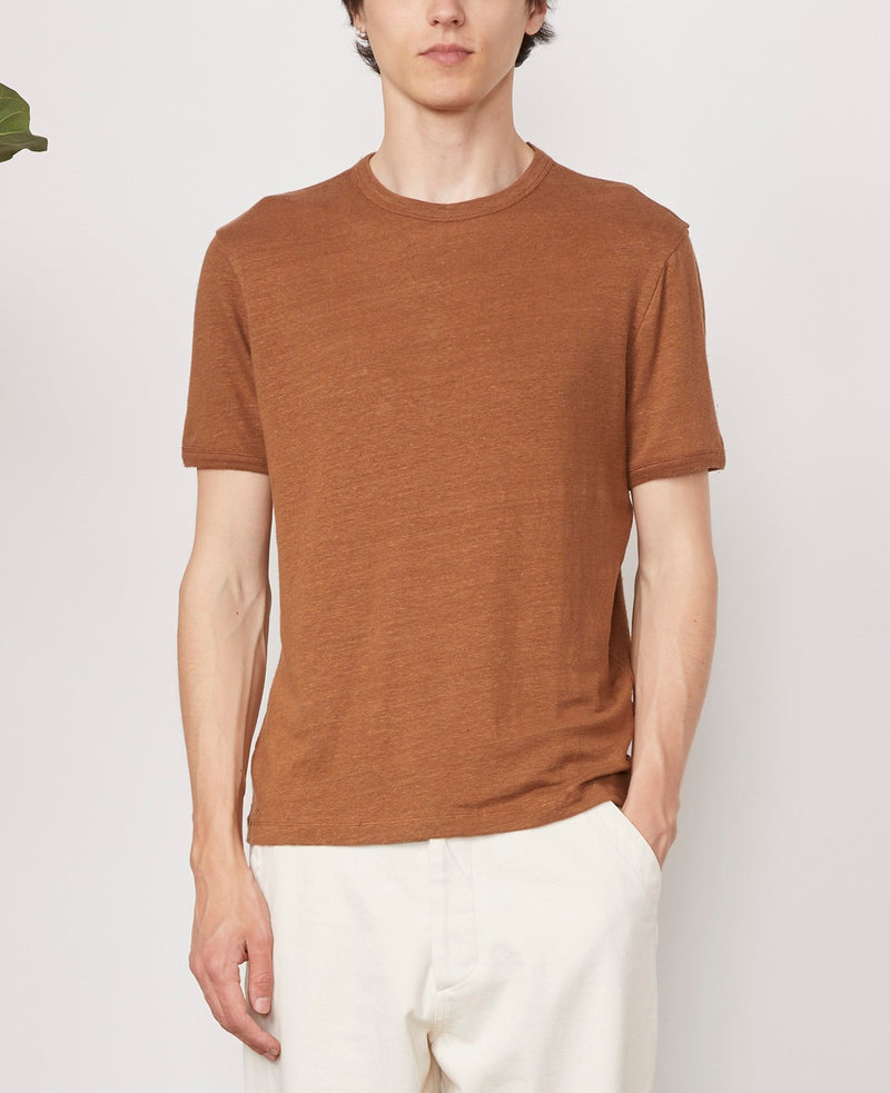 Tee Shirt Ss Tee Piece Dyed Fr Linen - Chestnut