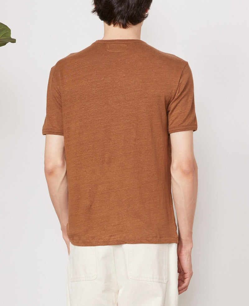 Tee Shirt Ss Tee Piece Dyed Fr Linen - Chestnut