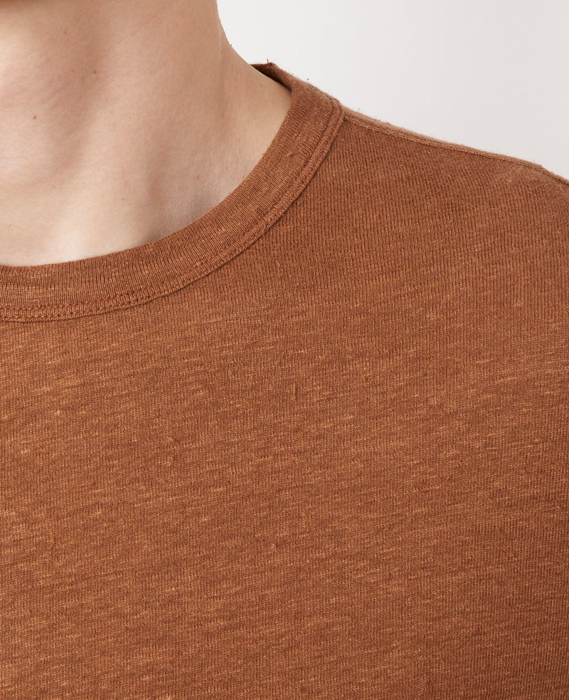 Tee Shirt Ss Tee Piece Dyed Fr Linen - Chestnut