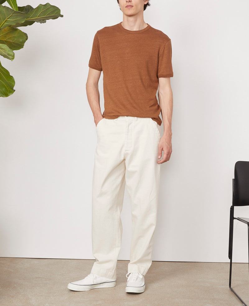 Tee Shirt Ss Tee Piece Dyed Fr Linen - Chestnut