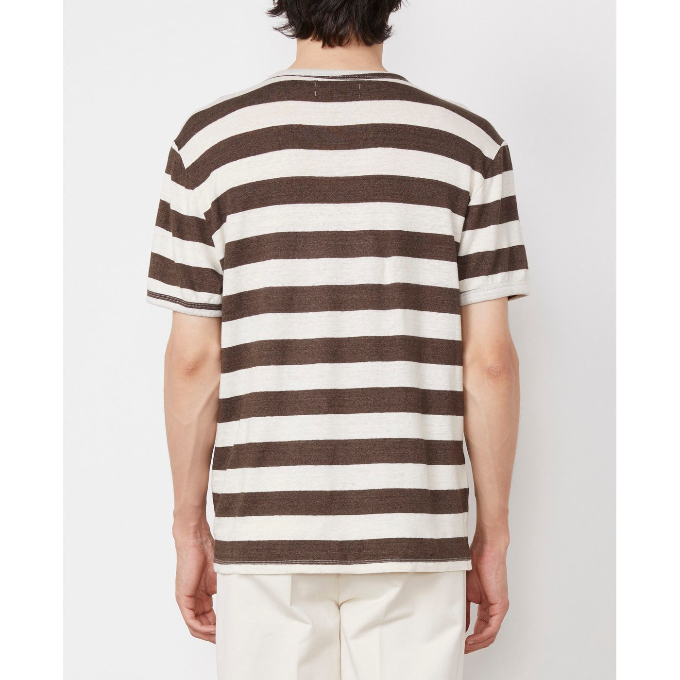 Tee Shirt Ss Tee French Linen Big Stripe - Heather Cocoa/Ecru