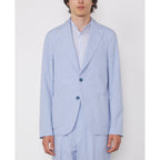 Officine Générale – Veste Arthus - Bleu Layette - Homme, mannequin homme portant un blazer bleu clair en coton, vue de face