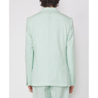 Officine Générale – Veste Giovanni - Menthe - Homme, veste de costume vert d'eau portée par un mannequin, vue de dos