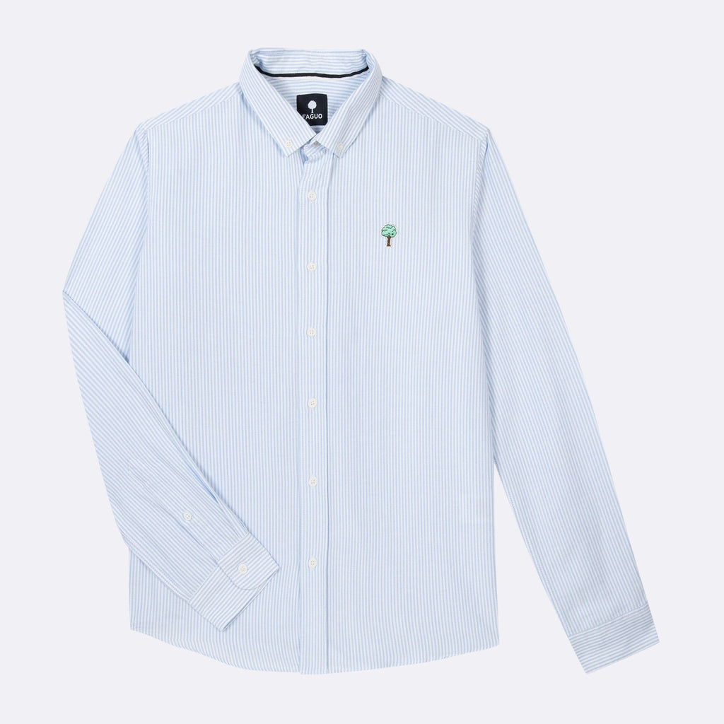 Chemise Rayée Blanche & Bleue Ivoy - Homme