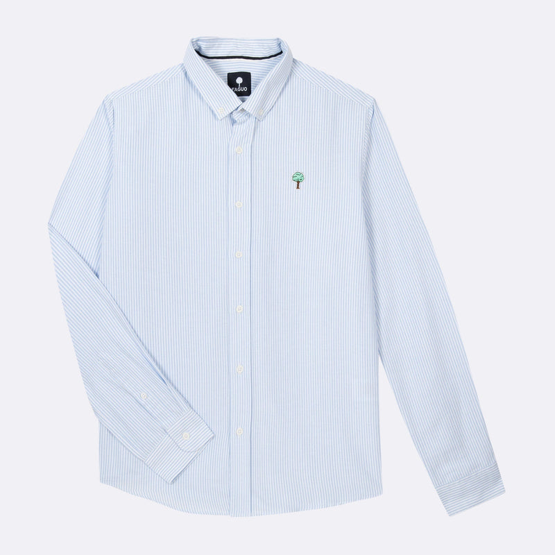 Chemise Rayée Blanche & Bleue Ivoy - Homme