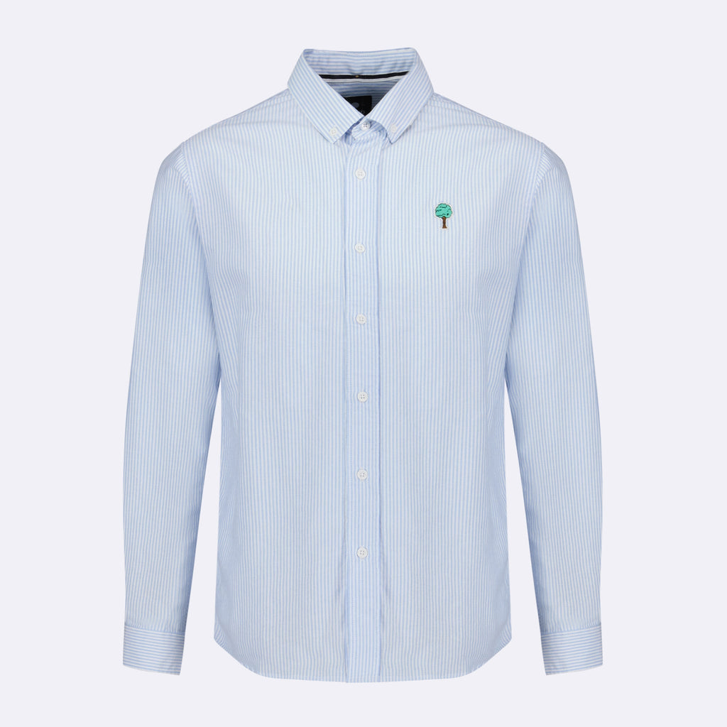 Chemise Rayée Blanche & Bleue Ivoy - Homme